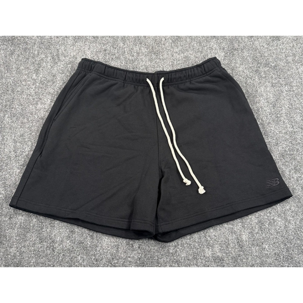 New Balance Uni-ssentials Womens Large 12-14 Black French Terry Shorts NWT